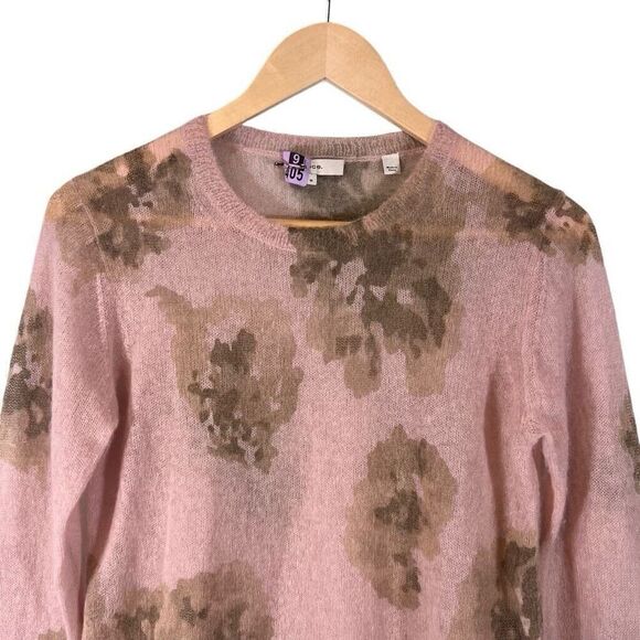 Vince Dahlia Print Alpaca & Mohair Blend Crewneck Sweater Medium Semi Sheer - Picture 3 of 8